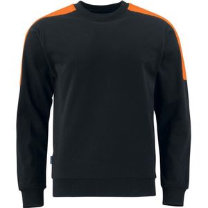 Projob 2125 Sweater Ronde Hals Met Fluo Inzetstukken 642125 - Zwart/Oranje