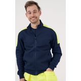 ProJob 2123 SWEATER LANGE RITS MET FLUO INZETSTUKKEN 642123 - marine / hv geel