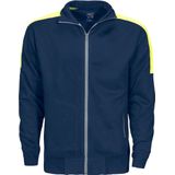 ProJob 2123 SWEATER LANGE RITS MET FLUO INZETSTUKKEN 642123 - marine / hv geel