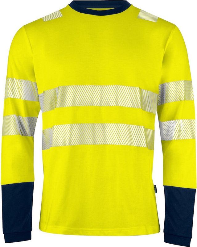 ProJob 6014 SIGNALISATIET-SHIRT LANGE MOUWEN EN ISO 20471 KLASSE 3 646014 - Geel Marine