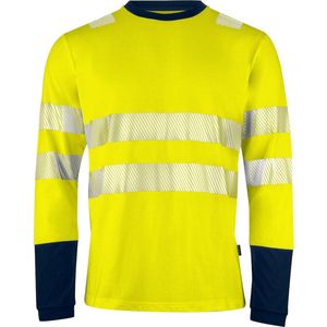 ProJob 6014 SIGNALISATIET-SHIRT LANGE MOUWEN EN ISO 20471 KLASSE 3 646014 - Geel Marine