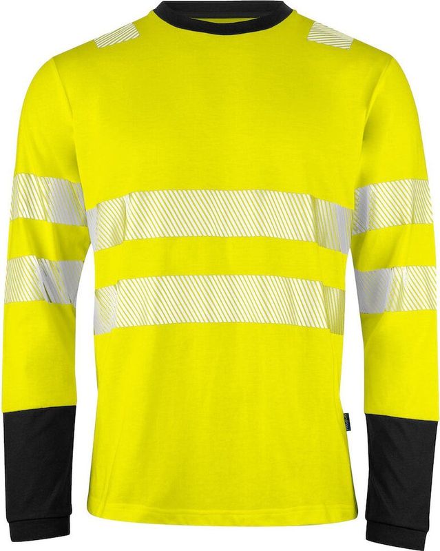 Projob 6014 Signalisatiet-Shirt Lange Mouwen en Iso 20471 Klasse 3 646014 - Geel Zwart
