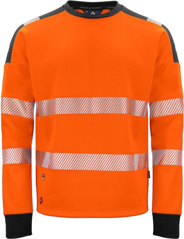 Projob - 6108 - Signalisatiesweater - Oranje/Zwart - Ronde Hals - ISO 20471 Klasse 3
