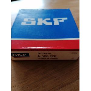 Lager SKF N308 ECP  cilinderlager met kunststof lagerkooi  Asgatdiameter: d=40mm Buitendiameter: D=90mm Breedte: B=23mm