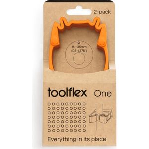 Toolflex One - 2-Pack Gereedschapshouders met Oranje Adapter - Geschikt voor Ø15-35 mm Gereedschappen - Muurbevestiging met Veilige Installatiekit - Ruimtebesparend en Veilig - Exclusief voor Toolflex One Producten