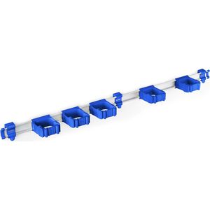 Toolflex One - Gereedschapsophangsysteem - 94 cm Aluminium Rail, Blauw - 5 Flexibele Houders - Geschikt voor Ø15-35 mm Gereedschappen - Eenvoudige Installatie - Ruimtebesparend en Veilig - Inclusief Montagemateriaal