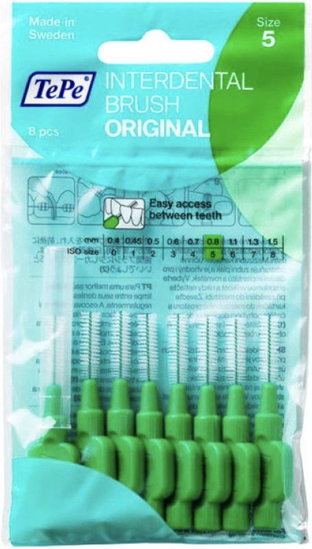 TePe - Green Original - Interdentale Borstels - 0,8 mm - 8 Stuks