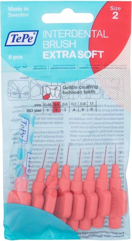 TePe - Extra Zacht - Rager - Lichtrood - 8 Stuks - Ergonomisch Handvat