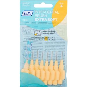 TePe interdentale borstels X-Soft geel (ISO maat 4: 0,7 mm) / voor een bijzonder zachte en efficiënte reiniging van de tussenruimtes / 1 x 8 interdentale borstels