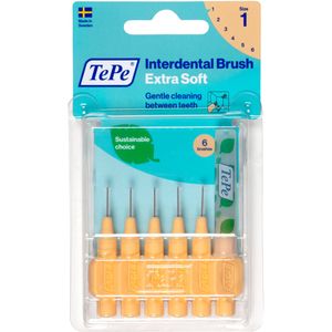 TePe Interdentale Ragers Extra Soft Lichtoranje ISO maat 1 – 0,45 mm (6 stuks)