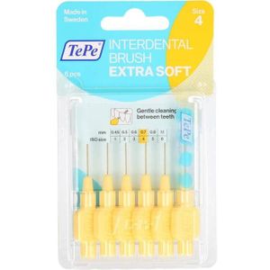 TePe Interdentale Ragers Extra Soft Lichtgeel ISO maat 4 – 0,7 mm (6 stuks)