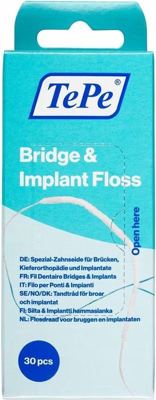TePe - Bridge & Implant Floss - Voor Bruggen en Implantaten - 30 st