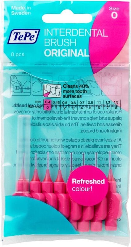 10x TePe Interdentale Ragers Original 0,4 mm Roze zakje à 8 stuks