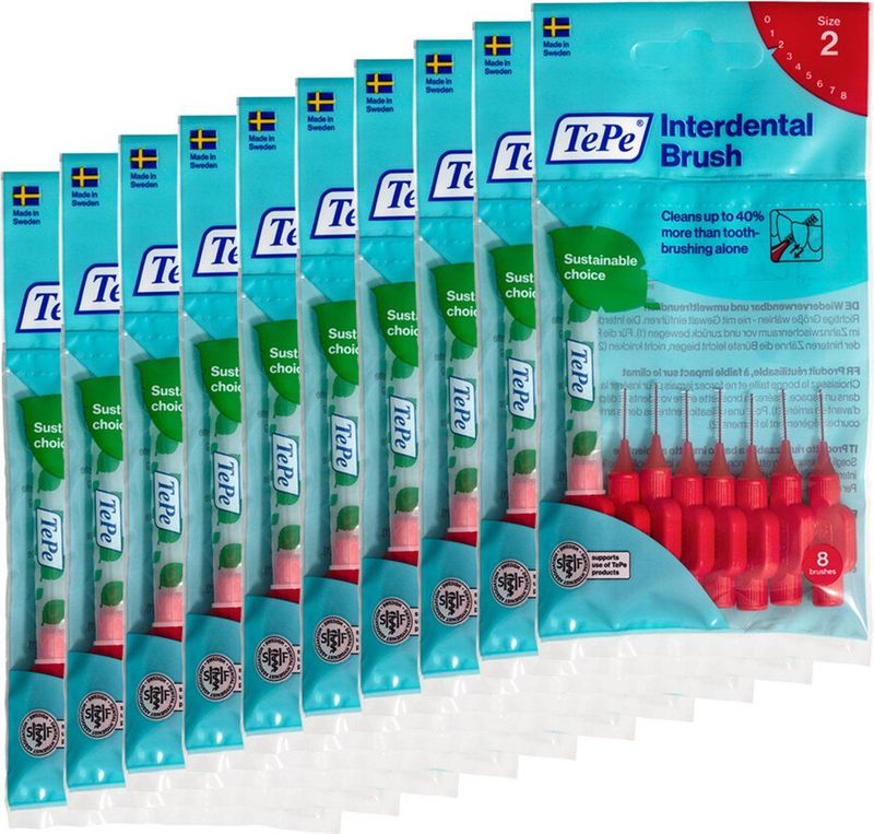 10x TePe Ragers 0,5 mm Rood blister à 8 stuks