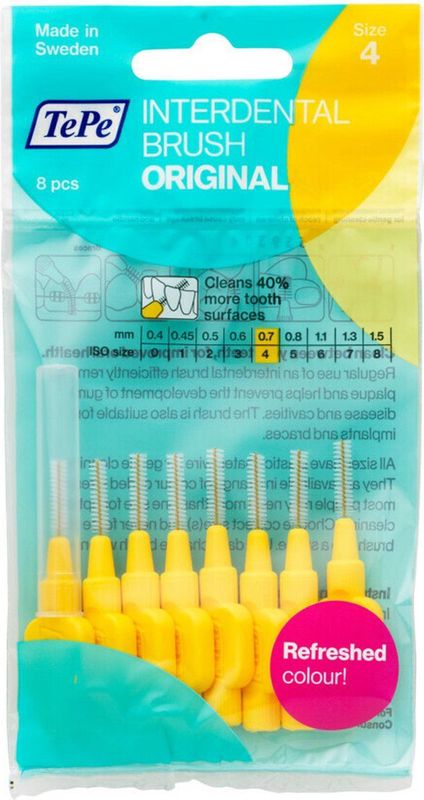 10x TePe Ragers 0,7 mm Geel blister à 8 stuks