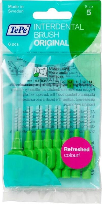 10x TePe Interdentale Ragers Original 0,8 mm Groen 8 stuks