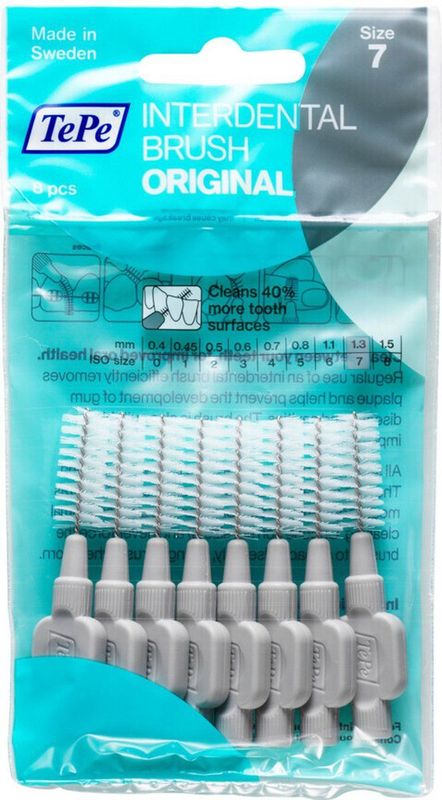 10x TePe Ragers 1,3 mm Grijs blister à 8 stuks