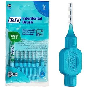 TePe Interdentale rager, Original, Blauw, 0,6mm/ISO 3, 8st, tandplakverwijdering, efficiënte reiniging tussen tanden en kiezen, tandfloss, voor smalle ruimtes