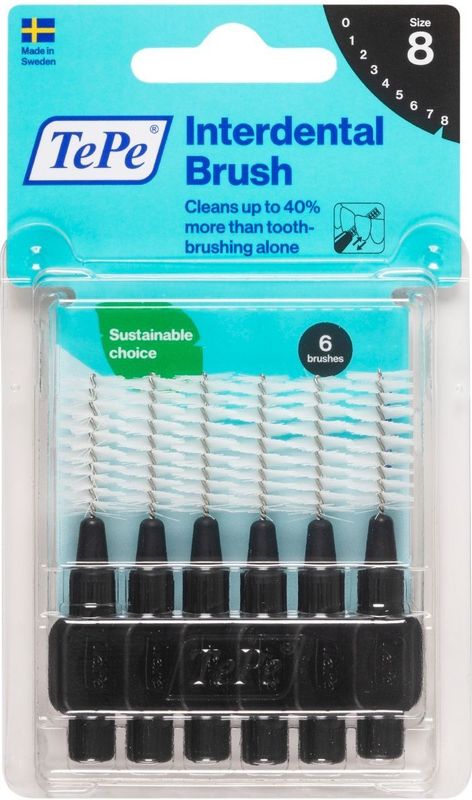 TePe Interdentale Ragers Original Zwart ISO maat 8 – 1,5 mm (6 stuks)