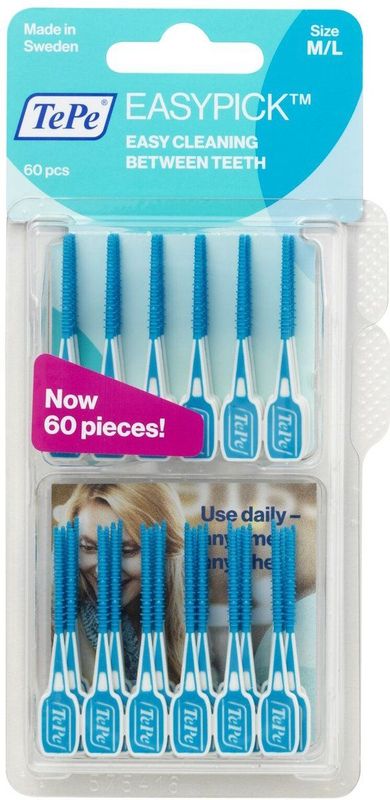 TePe EasyPick Blauw maat M/L – 60 stuks