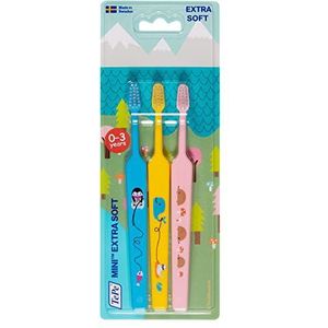 TEPE Mini X-soft, extra zachte tandenborstel voor kinderen tot 3 jaar, 3 stuks, meerkleurig