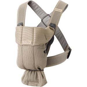 BabyBjörn Draagzak Mini - 3D Mesh Grijs beige - Buikdrager – Heupvriendelijk – Gebruiksvriendelijk