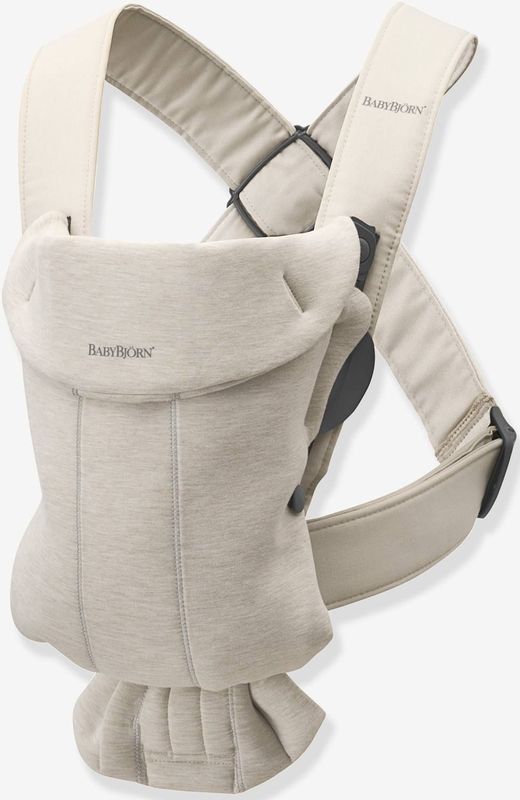 BabyBjörn Draagzak Mini - 3D Jersey - Lichtbeige - Buikdrager – Heupvriendelijk – Gebruiksvriendelijk