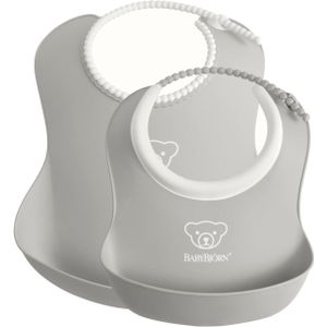 BabyBjörn - Slabbetje - Grijs - Set van 2 Stuks - Vaatwasmachinebestendig