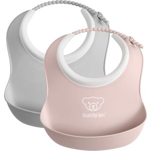 BabyBjörn - Baby Slabbetje - 2 Stuks - Grijs - Pastelroze - Biobased Plastic