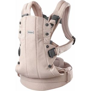 BabyBjörn Draagzak Harmony - Geweven mélange - Lichtroze - Buikdrager - Rugdrager - Ergonomisch - Zachte details