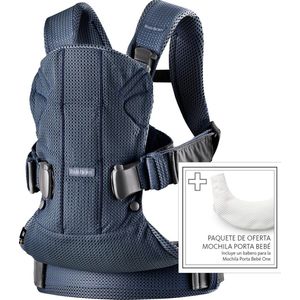 BabyBjörn Draagzak One Air Bundle - 3D Mesh - Marineblauw incl Slab Tencel