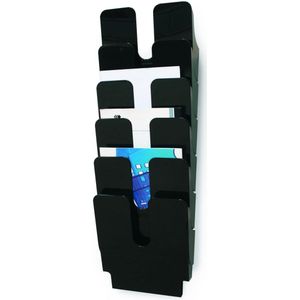 DURABLE Wandprospekthalter Flexiplus schwarz DIN A4 hoch 6 Fächer