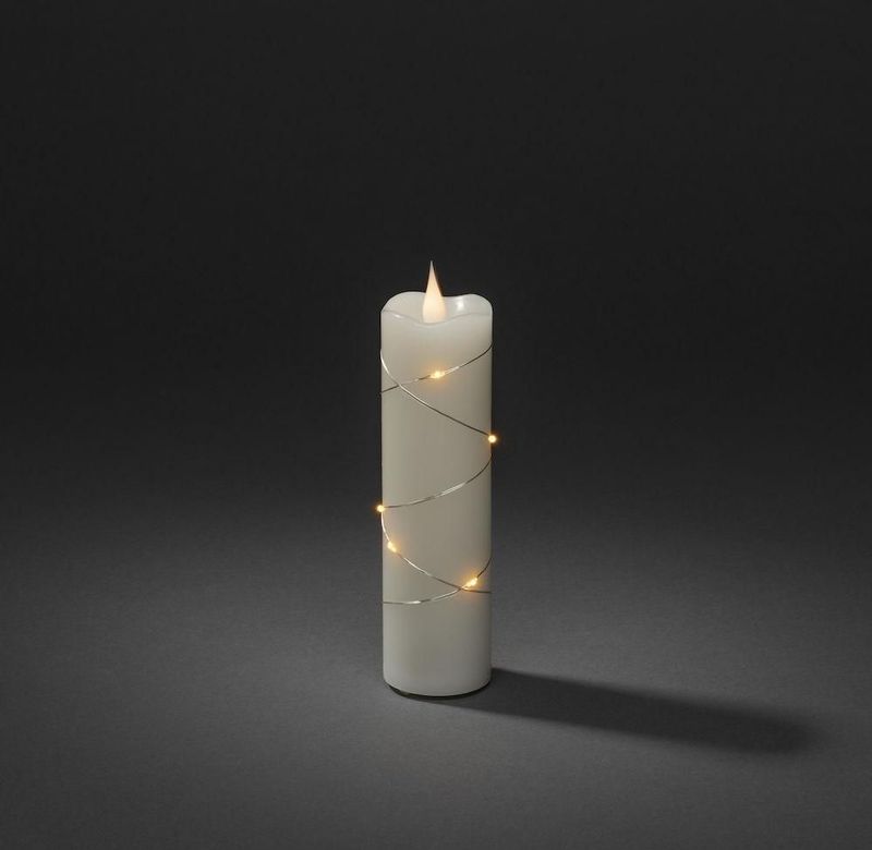 Konstsmide - LED Echte Wax Kaars - Crèmewit - 3D Vlam - Draad Omwikkeld - Binnen