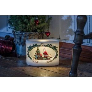 Konstsmide 1892-100 Led-kaars van echte was, kerstman met kind, wit, met 5-uurs timer, witte diode, werkt op batterijen, voor binnen