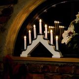 Konstsmide - Kaarsenbrug - Wit - 38 x 30 cm - 7 Lampjes - Warm Wit - Hout