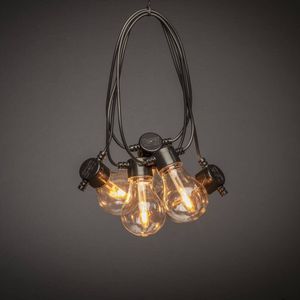 Konstsmide® Sweden 2391-800 - Snoerverlichting - Premium feestverlichting 10 lamps extra warmwit met vervangbare single filament PowerLED lichtbronnen - zeer energiezuinig en duurzaam - 450 cm - 24V - 4 traps dimmer - voor buiten of binnen