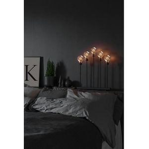 KONSTSMIDE Led-raamkandelaar Kerst versiering Metalen ledlampen, zwart, 5 ronde globes, 10 amberkl. dioden (1 stuk)