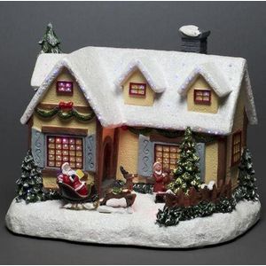 Kersthuisje - led kerstverlichting binnen - 4 lampjes - 24 x 19.5 cm -