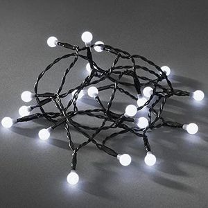 Konstsmide 1492-207 Led-lichtketting met ronde 6-uurs diodes en 50 koudwitte diodes, werkt op batterijen, binnen en zwarte kabel