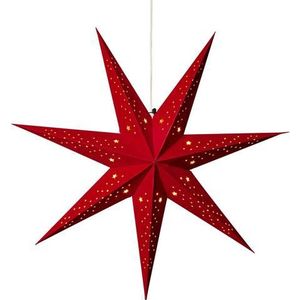 Konstsmide 7 punten hanging Paper Star: Velvet Finish: Plug-in: 78 cm: rood met goud binnenkant: 5951-550EE