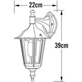 Konstsmide Firenze 7231-750 wandlamp, IP43, 22 x 24 x 39 cm, 1 x 60 W, aluminium, mat zwart 7231-750