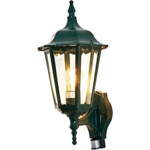 Wandleuchte Firenze, grun, klares Glas, mit Bewegungsm.