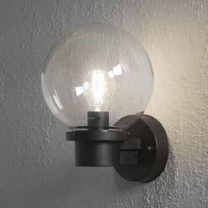 Konstsmide Nemi Up Globe wandlamp met bewegingsmelder PIR, fitting E27, standaard, zwart
