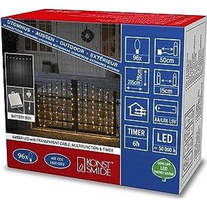 Konstsmide Led-gordijn voor buiten, 96 leds, barnsteen, timer, met schakelaar