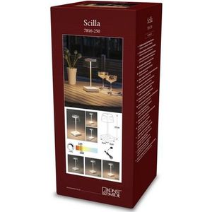 Konstsmide Designer-tafellamp Scilla, wit, indoor/outdoor, USB/accu, 7816-250, 10 cm (L)/10 cm (B)/36 cm (H)