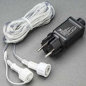 Konstsmide LED aansluitkabel voor 1040 diodes / 100m met fijne zekering t1,25A en geïntegreerde dubbele zekering, elektronische buitentransformator 31V kabel zwart transparant