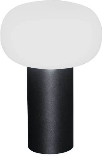 Konstsmide - Antibes - Draadloze Tafellamp - Matzwart - Aluminium - Opaalglas