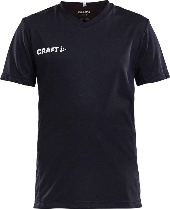 Craft Squad Jersey Solid SS Shirt Junior Sportshirt2 - Unisex - zwart wit2 128