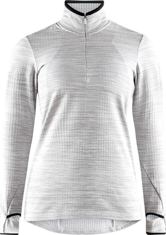 Shirt Craft Women Grid Halfzip Grey Melange