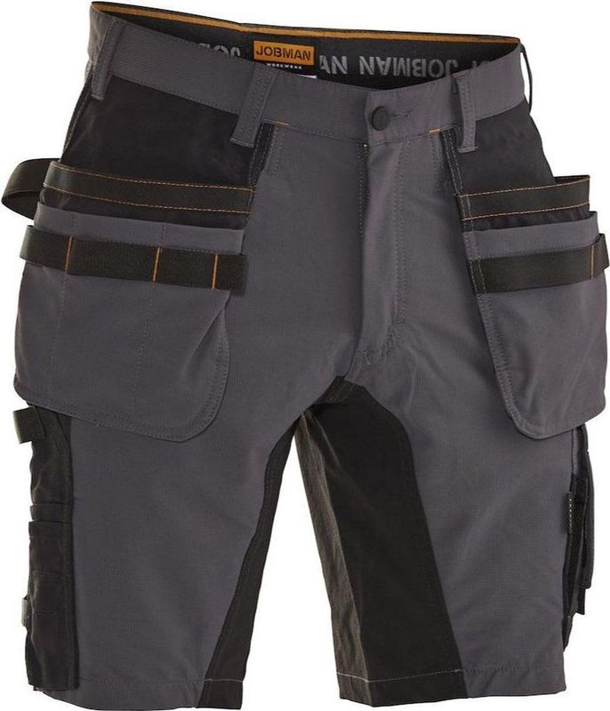 Jobman - Advanced Stretch - Korte Broek - Donkergrijs/Zwart - Holsterpockets